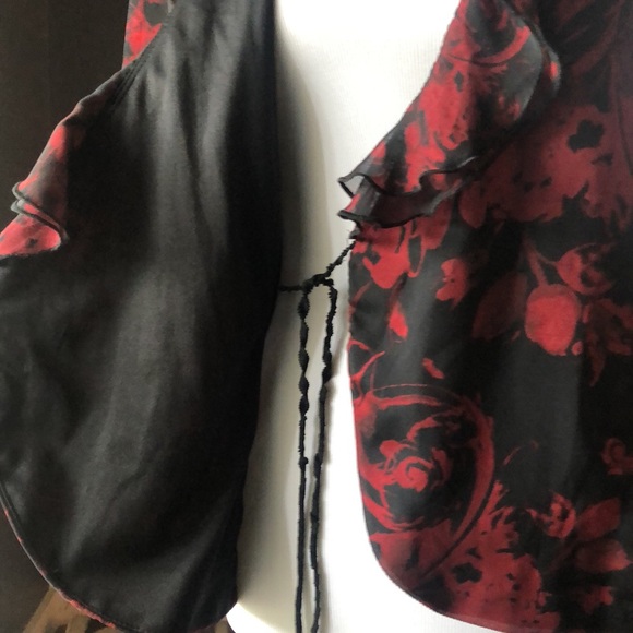 Connected Apparel Wrap Blouse w/ Ruffled collar & front w/ Side Tie & Longsleeve - Picture 11 of 11